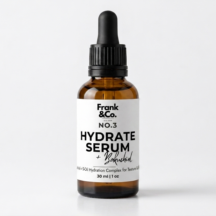 A 30 ml amber glass dropper bottle of Frank & Co. No.